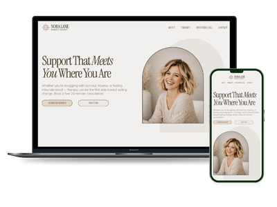 Creme Beige Therapist Canva Website Template